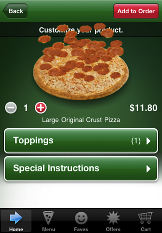 Papa John's Pizza for iPhone in 2013