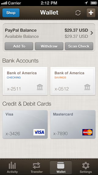 PayPal for iPhone in 2013 – Wallet