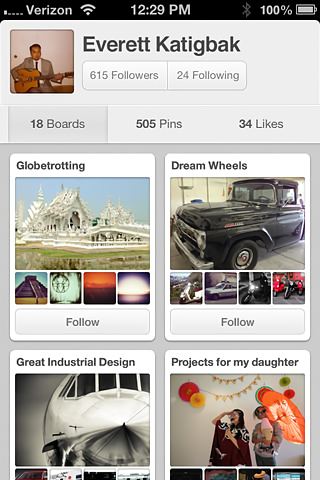 Pinterest for iPhone in 2013