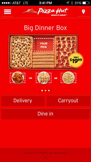 Pizza Hut for iPhone in 2013 – Big Dinner Box