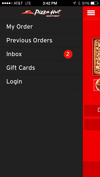 Pizza Hut for iPhone in 2013 – Navigation