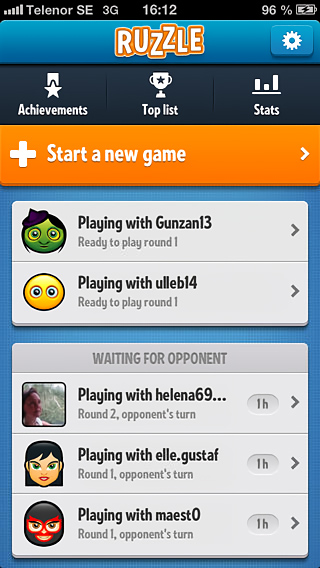 Ruzzle for iPhone in 2013 – Start New Game