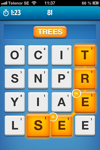 Ruzzle for iPhone in 2013
