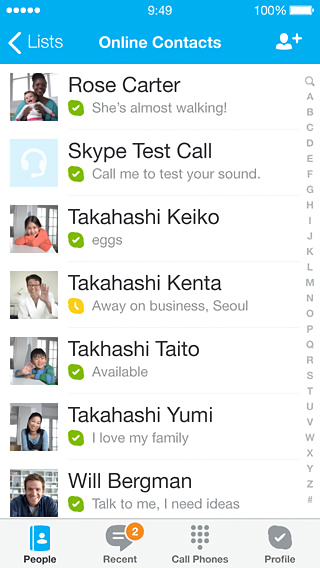 Skype for iPhone in 2013 – Online Contacts 
