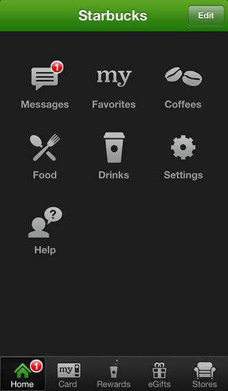 Starbucks for iPhone in 2013 – Home