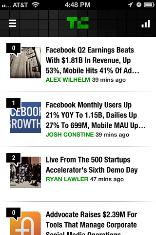 TechCrunch for iPhone in 2013