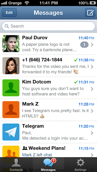 Telegram Messenger for iPhone in 2013