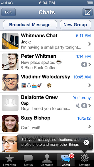 WhatsApp Messenger for iPhone in 2013 – Chats