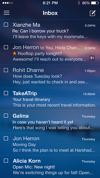 Yahoo Mail for iPhone in 2013 – Inbox