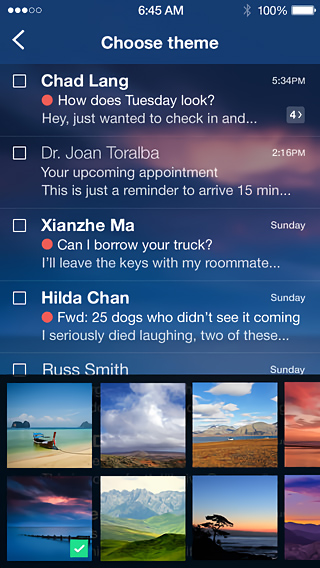 Yahoo Mail for iPhone in 2013 – Choose theme