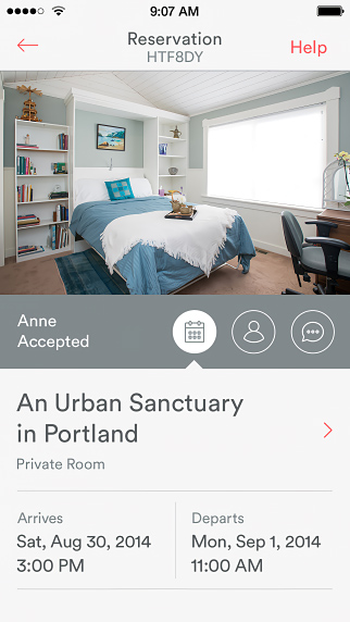 Airbnb for iPhone in 2014 – Reservation