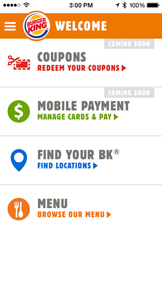 Burger King for iPhone in 2014 – Welcome