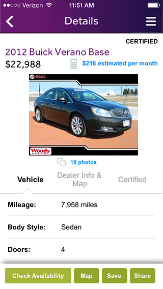 Cars.com for iPhone in 2014 – Details