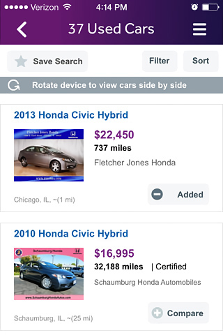 Cars.com for iPhone in 2014