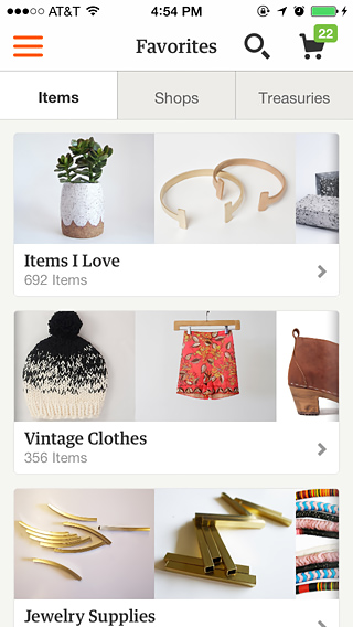 Etsy for iPhone in 2014 – Favorites