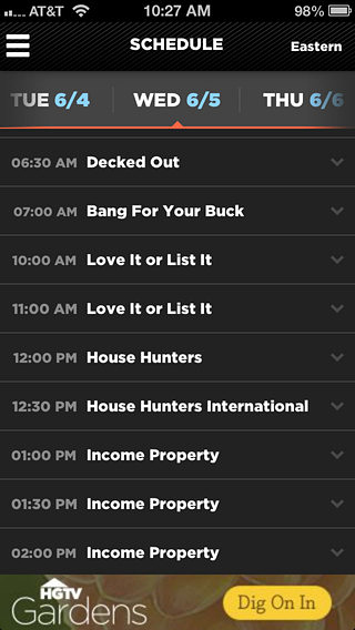 HGTV Watch for iPhone in 2014 – Schedule