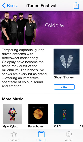 iTunes Festival for iPhone in 2014 – Line-Up – Coldplay