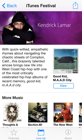 iTunes Festival for iPhone in 2014 – Line-Up – Kendrick Lamar