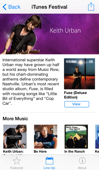 iTunes Festival for iPhone in 2014 – Line-Up – Keith Urban