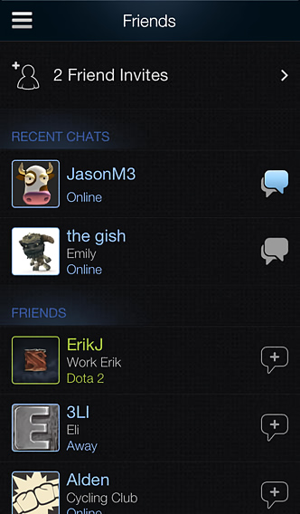 Steam Mobile for iPhone in 2014 – Friends