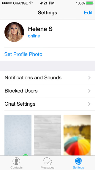 Telegram Messenger for iPhone in 2014 – Profile Settings