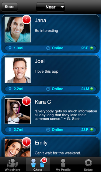 WhosHere for iPhone in 2014 – Chats
