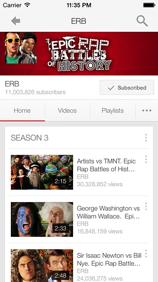 YouTube for iPhone in 2014 – ERB