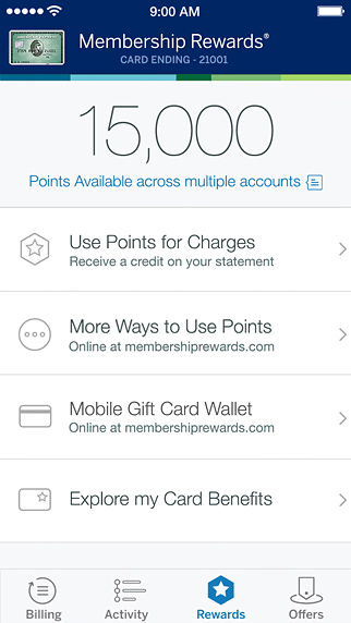 Amex Mobile for iPhone in 2015 – Membership Rewards