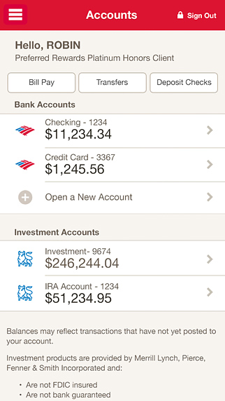 Bank of America - Mobile Banking for iPhone in 2015 – Accounts