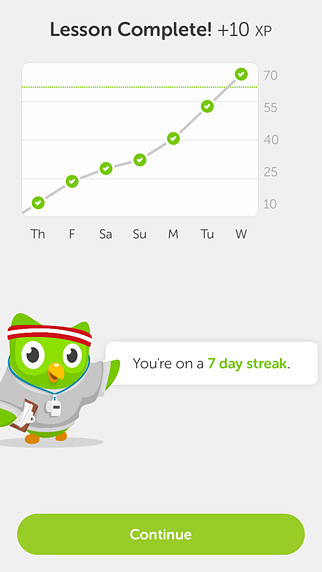 Duolingo for iPhone in 2015 – Lesson Complete