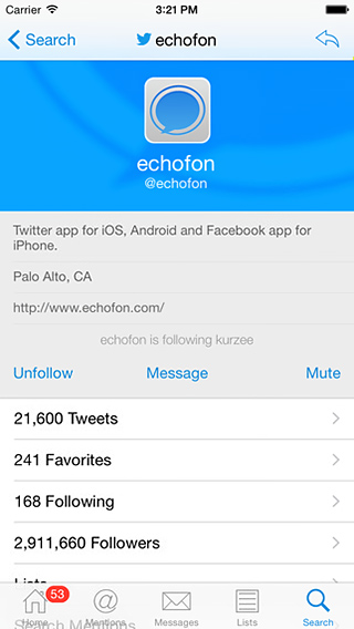Echofon for Twitter for iPhone in 2015