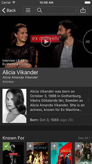 IMDb Movies & TV for iPhone in 2015