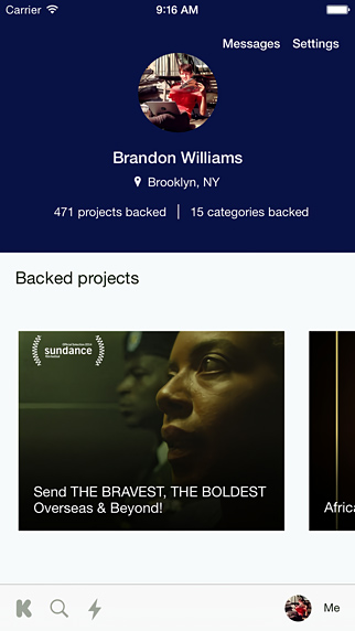 Kickstarter for iPhone in 2015 – Profile