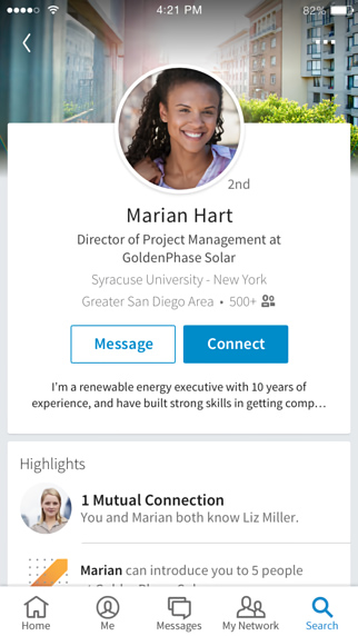 LinkedIn for iPhone in 2015 – Profile