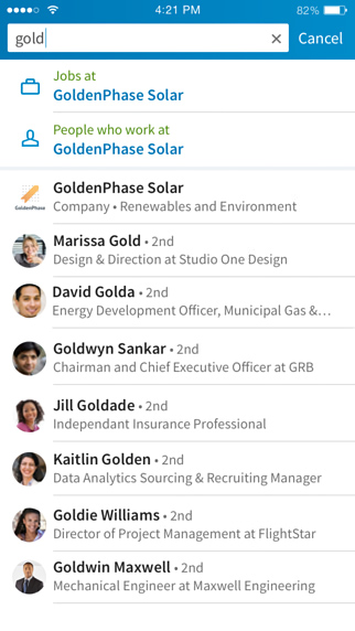 LinkedIn for iPhone in 2015 – Search