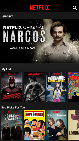 Netflix for iPhone in 2015 – Narcos