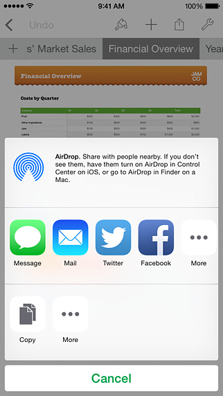 Numbers for iPhone in 2015