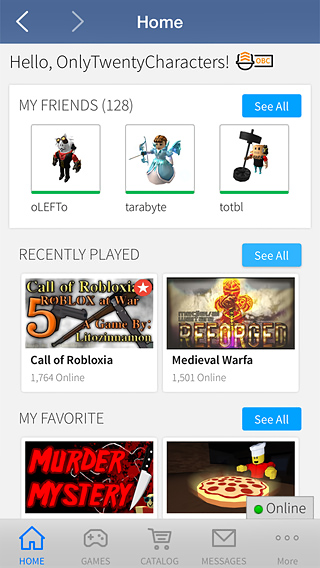 Roblox Mobile for iPhone in 2015 – Home
