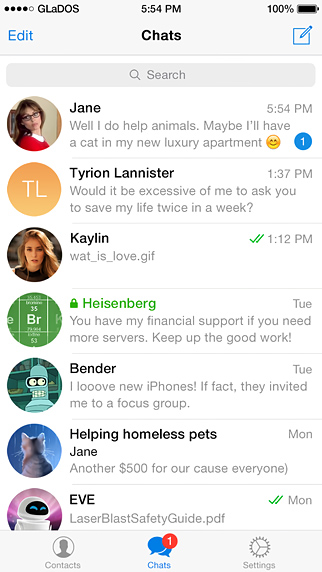 Telegram Messenger for iPhone in 2015 – Chats