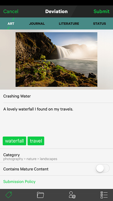 DeviantArt for iPhone in 2016 – Deviation