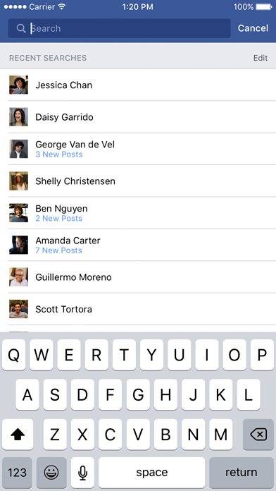 Facebook for iPhone in 2016
