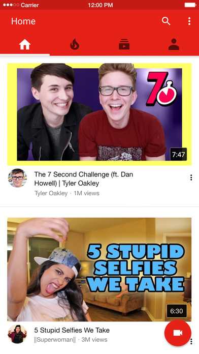 YouTube for iPhone in 2016 – Home