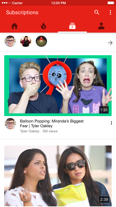 YouTube for iPhone in 2016 – Subscriptions