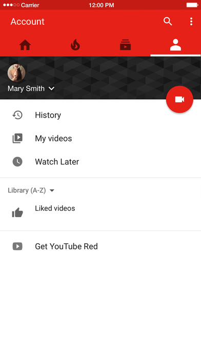 YouTube for iPhone in 2016 – Account