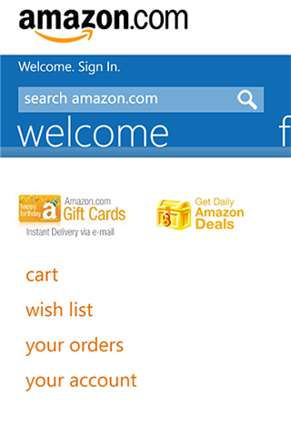 Amazon Mobile for Windows Phone in 2012