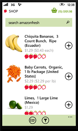AmazonFresh for Windows Phone in 2012 – Search