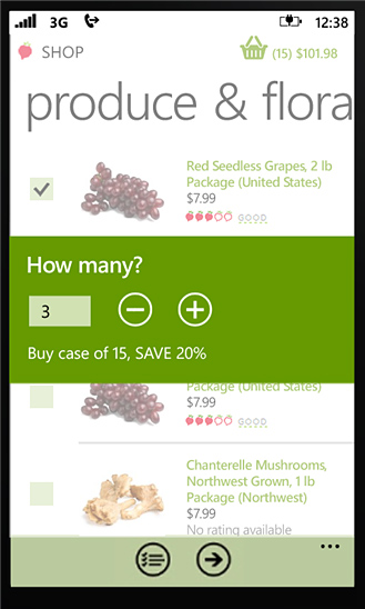 AmazonFresh for Windows Phone in 2012 – Produce & Flora