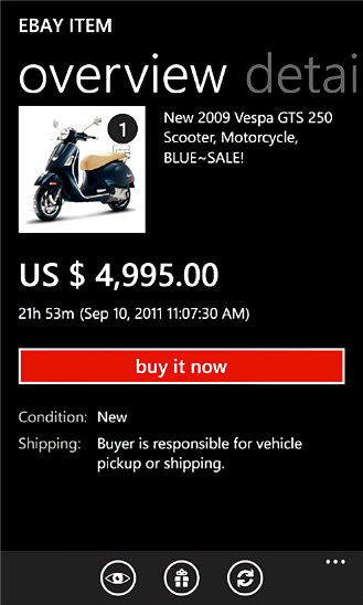 eBay for Windows Phone in 2012 – Overview