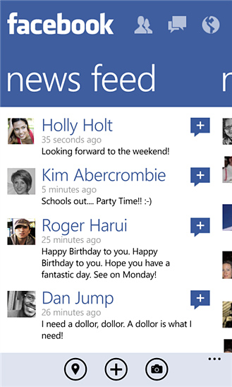 Facebook for Windows Phone in 2012 – News Feed