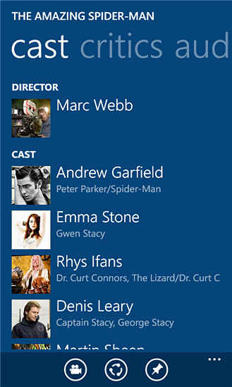 Flixster for Windows Phone in 2012 – Cast